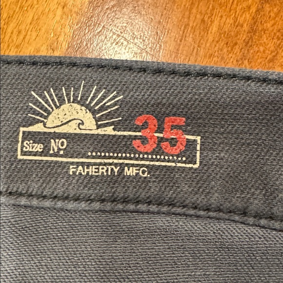 Faherty Mavy Denim Jeans with Brown Leather Patch - Picture 6 of 6